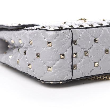 Valentino Garavani Craquele Nappa Medium Rockstud Spike Shoulder Bag Pastel Grey 8 of 12