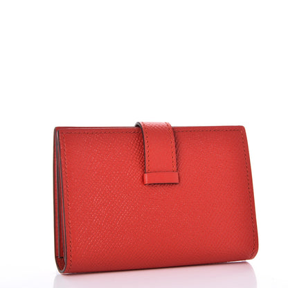Hermes Epsom Bearn Card Holder Wallet Rouge Tomate 3 of 8