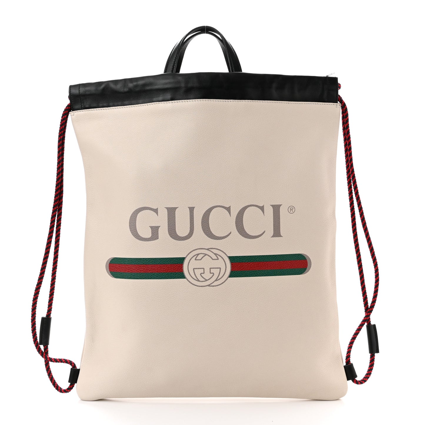 Calfskin Logo Drawstring Backpack Mystic White
