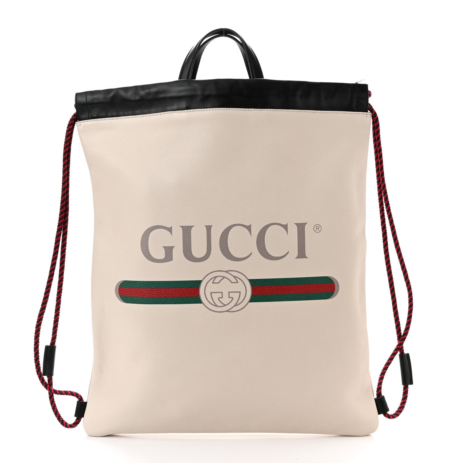 Gucci Calfskin Logo Drawstring Backpack Mystic White 3 of 12