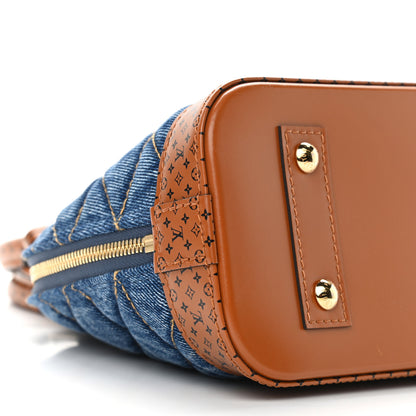 Louis Vuitton Denim Calfskin Reverse Monogram Malletage Alma BB Blue 8 of 10