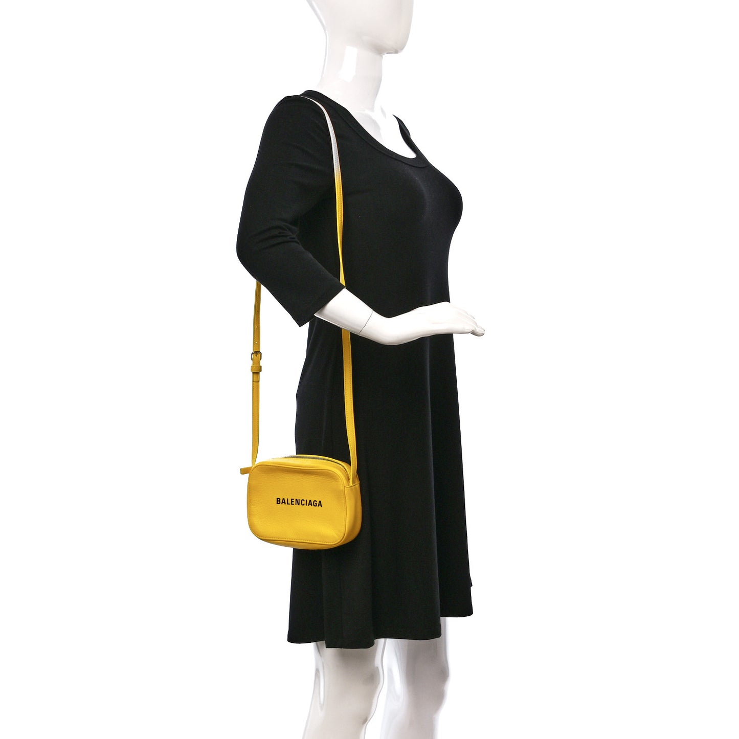 Smooth Calfskin Logo XS Everyday Camera Bag Jaune Soleil Black