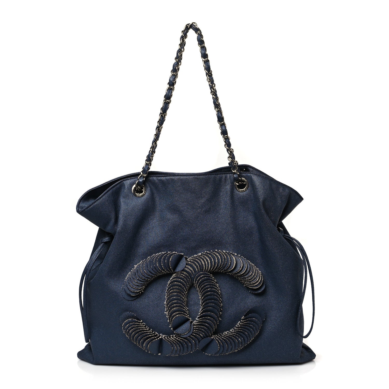 Chanel Denim Small CC Discus Tote Blue 1 of 10