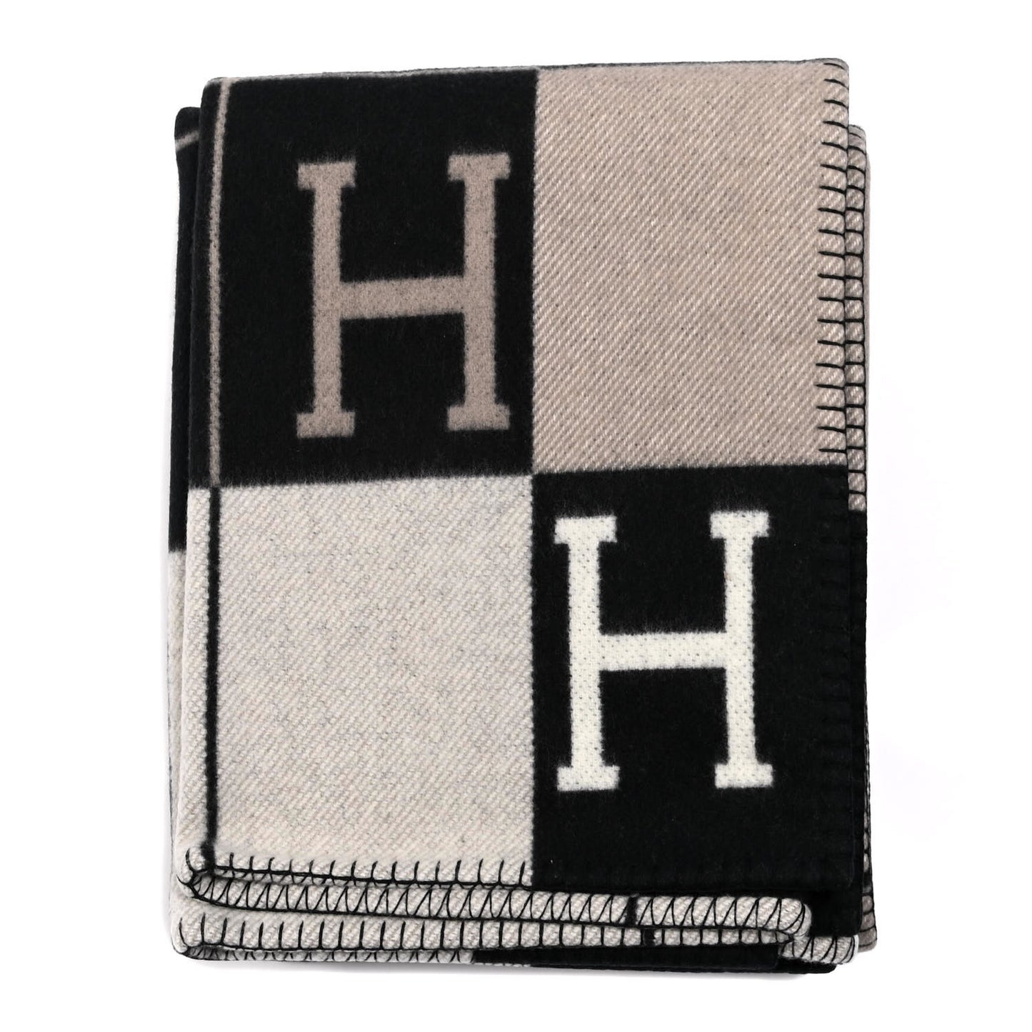 Wool Cashmere Avalon III Blanket Ecru Black