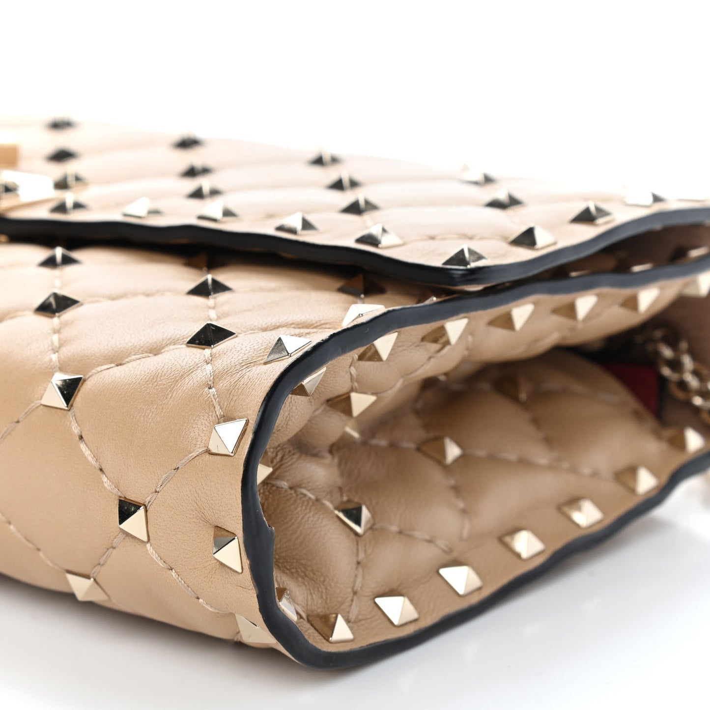 Nappa Rockstud Spike Wallet on Chain Camel Rose