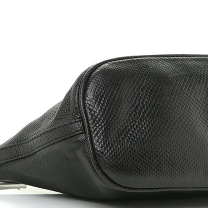 Gucci Calfskin Lizard Embossed Boat Pochette Black 9 of 15