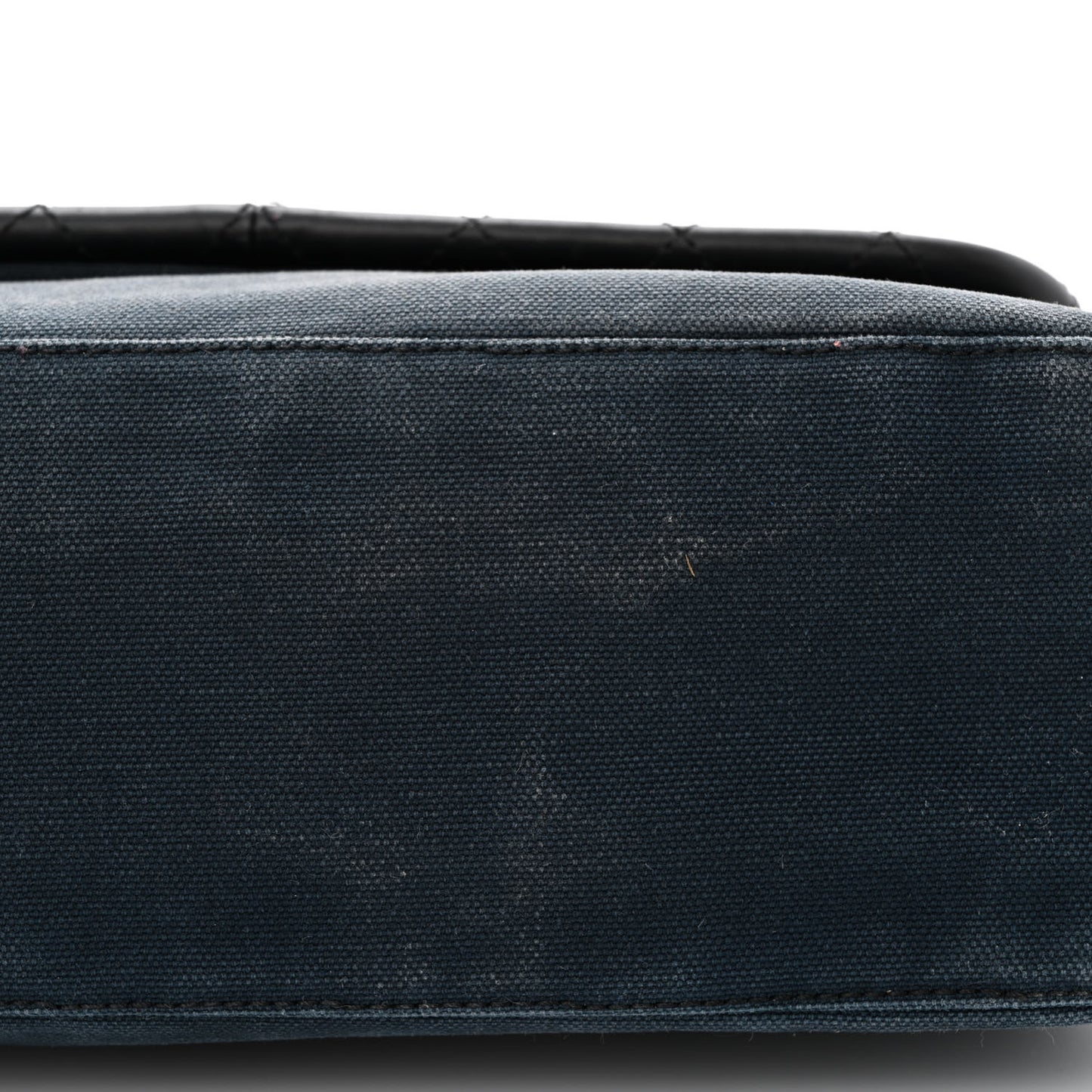 Canvas Lambskin Mademoiselle Lock Flap Navy White