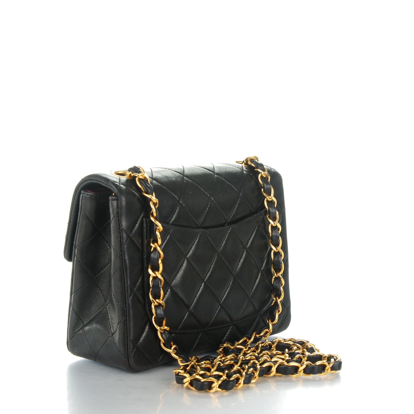 Lambskin Quilted Mini Square Flap Black