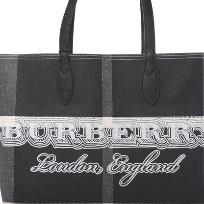 Burberry Coated Canvas Mega Check Medium Doodle Tote Black White 7 of 13