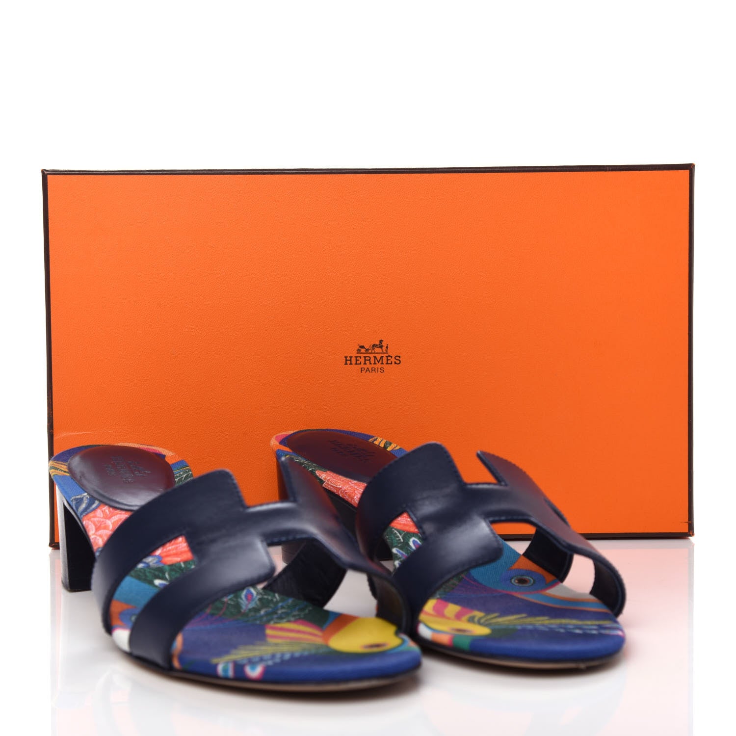 Hermes Calfskin Oasis Sandals 39.5 Bleu Indigo 11 of 11