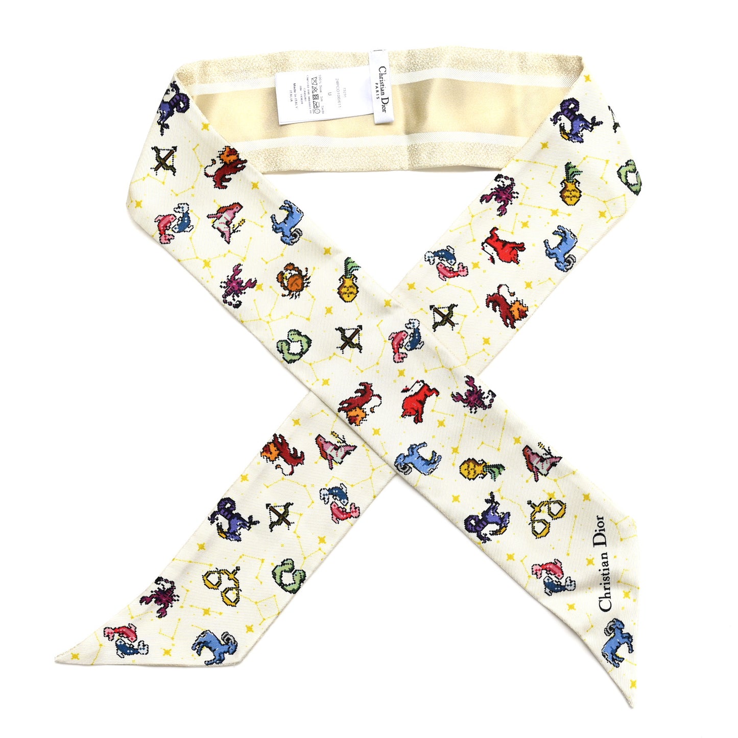 Silk Pixel Zodiac Scarf Latte Multicolor