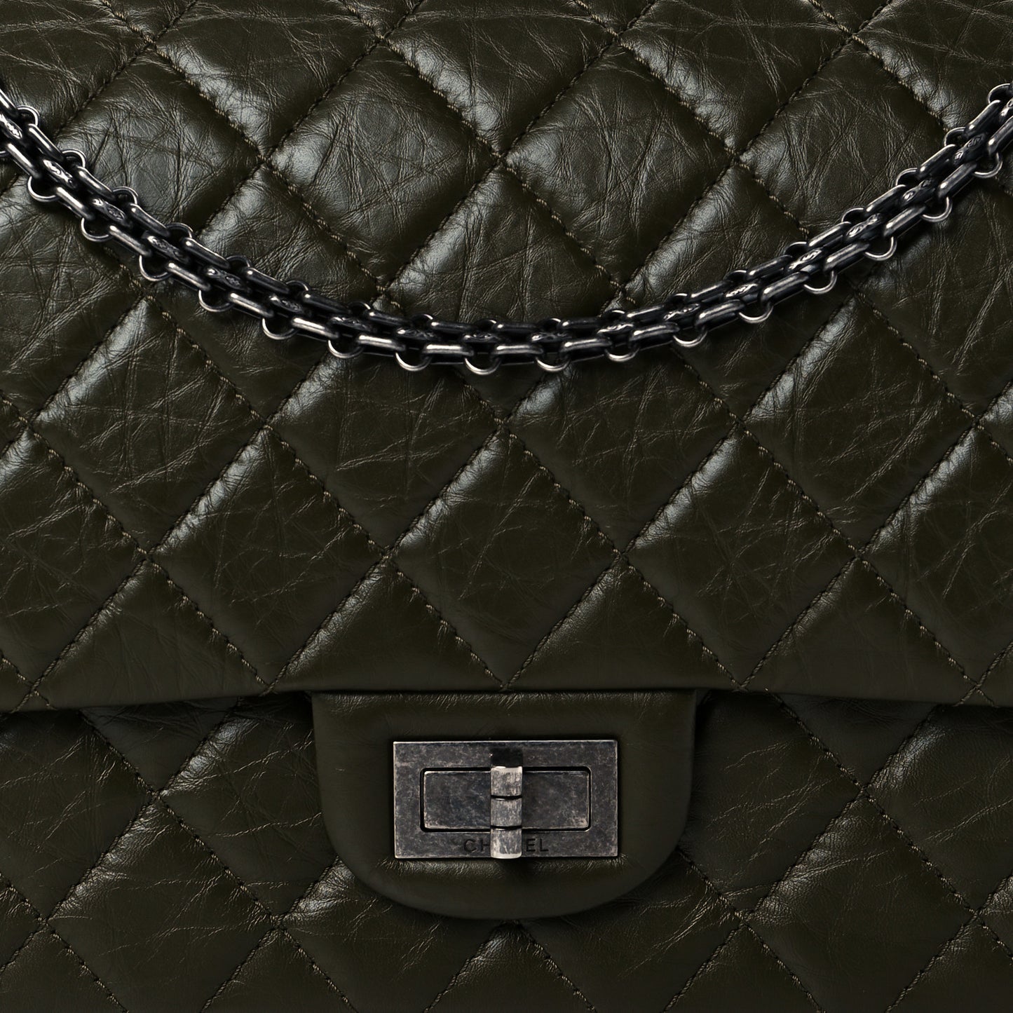 Aged Calfskin Quilted 2.55 Reissue 227 Flap Dark Green