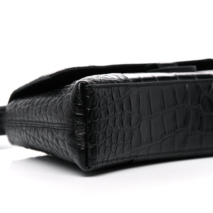 Balenciaga Extra Supple Calfskin Crocodile Embossed Monochrome XS Downtown Shoulder Bag Black 8 of 10