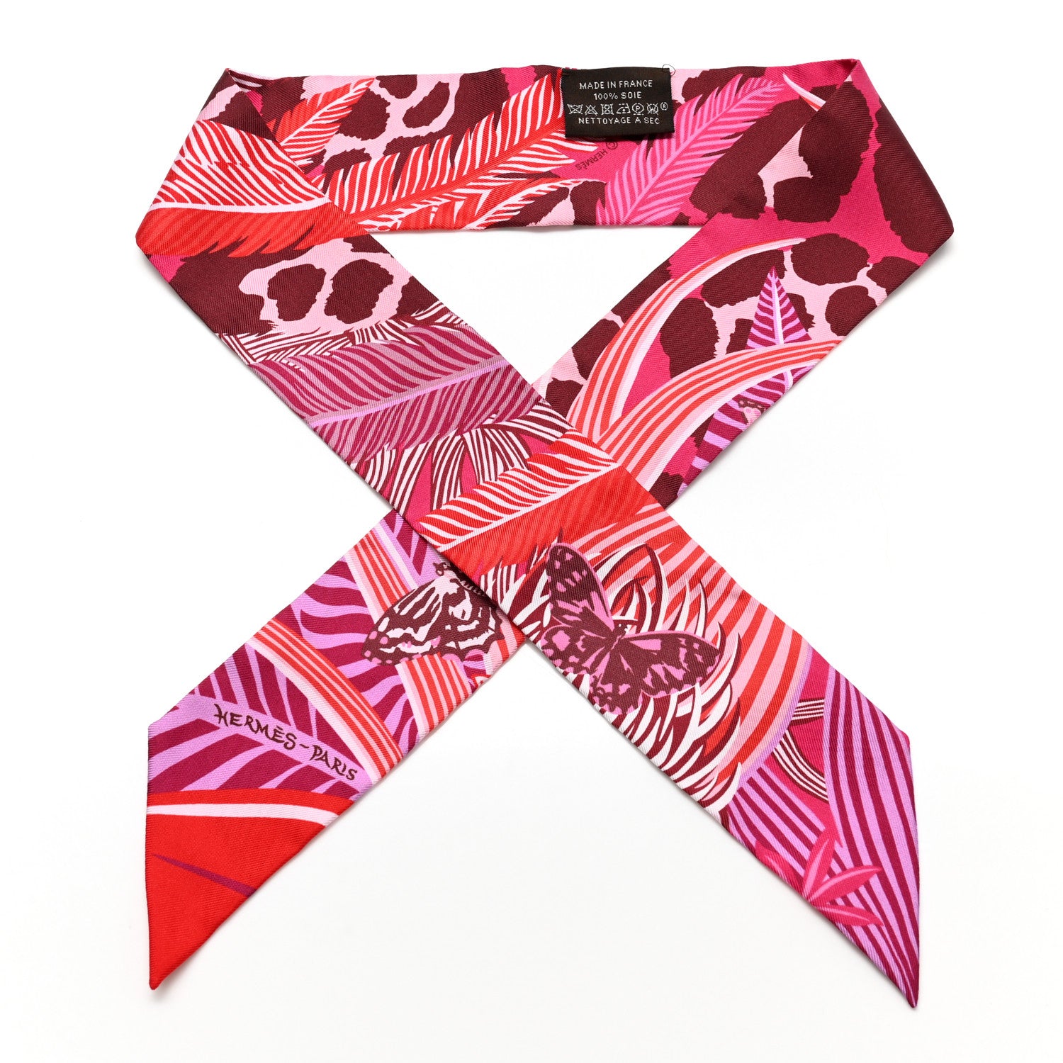 Hermes Silk Jaguar Quetzal Twilly Fuchsia Rose Bordeaux 1 of 5