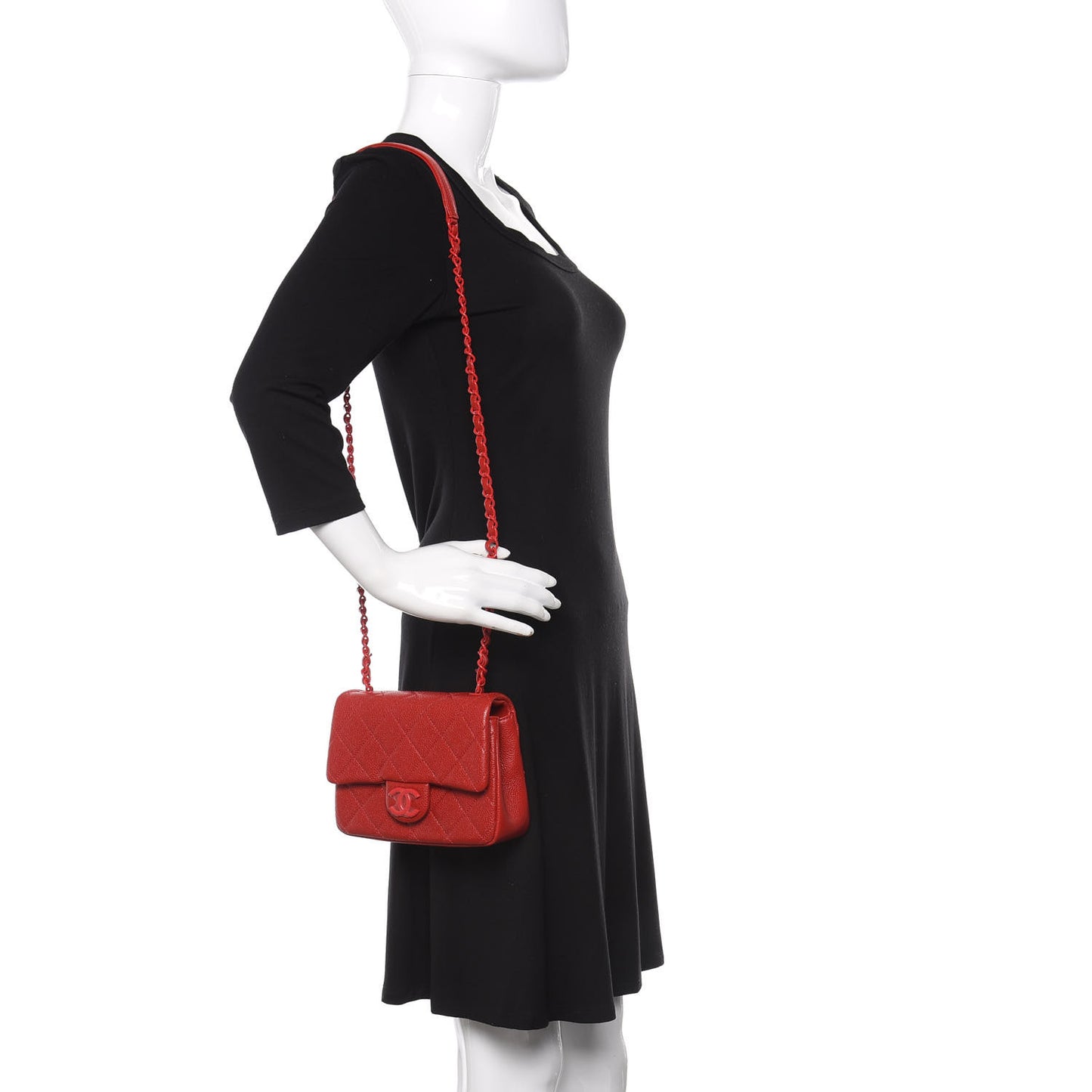 Caviar Quilted Mini Incognito Square Flap Red