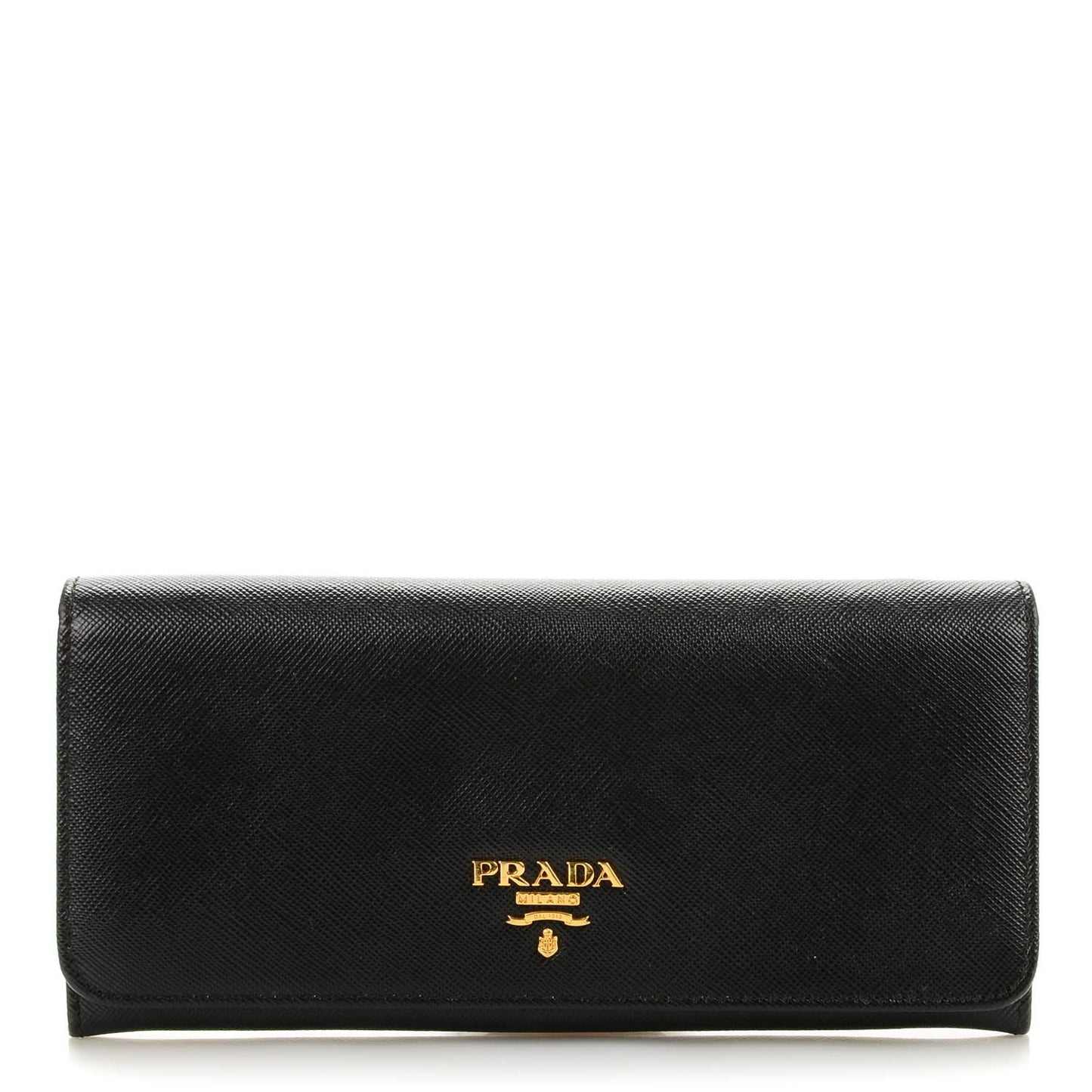 Saffiano Metal Continental Flap Wallet Nero Black