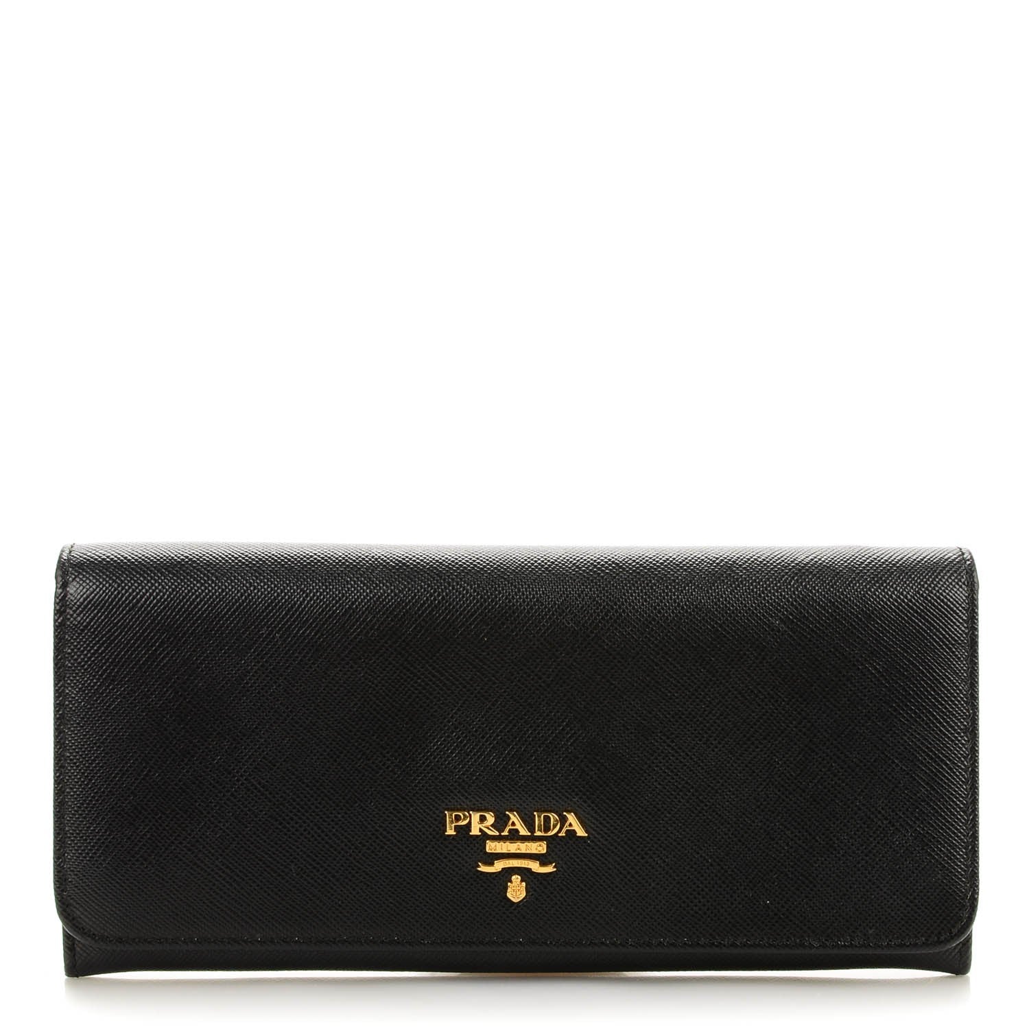 Prada Saffiano Metal Continental Flap Wallet Nero Black 1 of 8