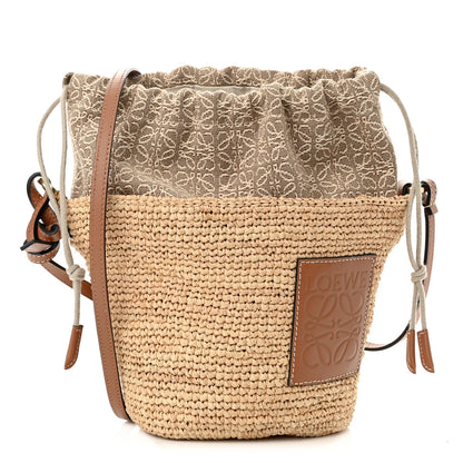 Loewe Calfskin Raffia Bucket Bag Natural Tan 1 of 9