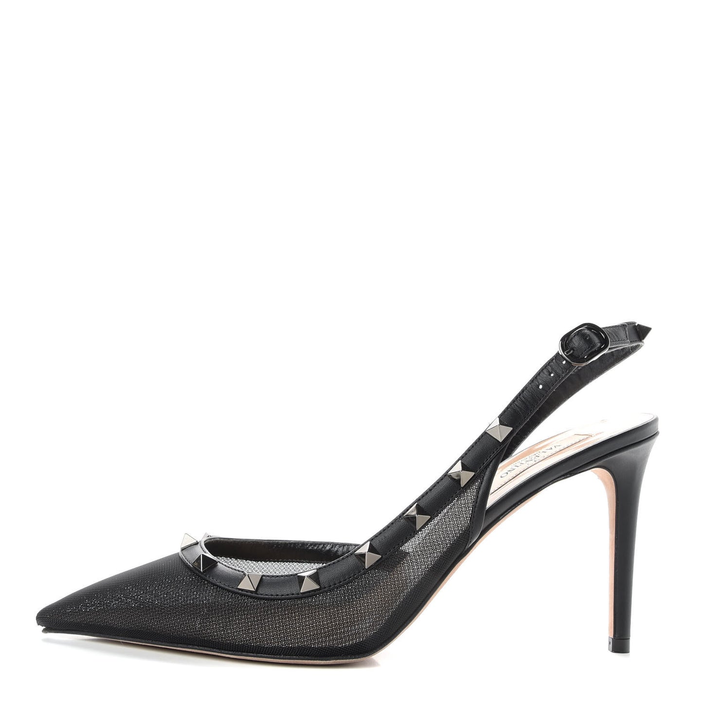 Mesh Rockstud Half D'Orsay Slingback 85mm Pumps 40 Black