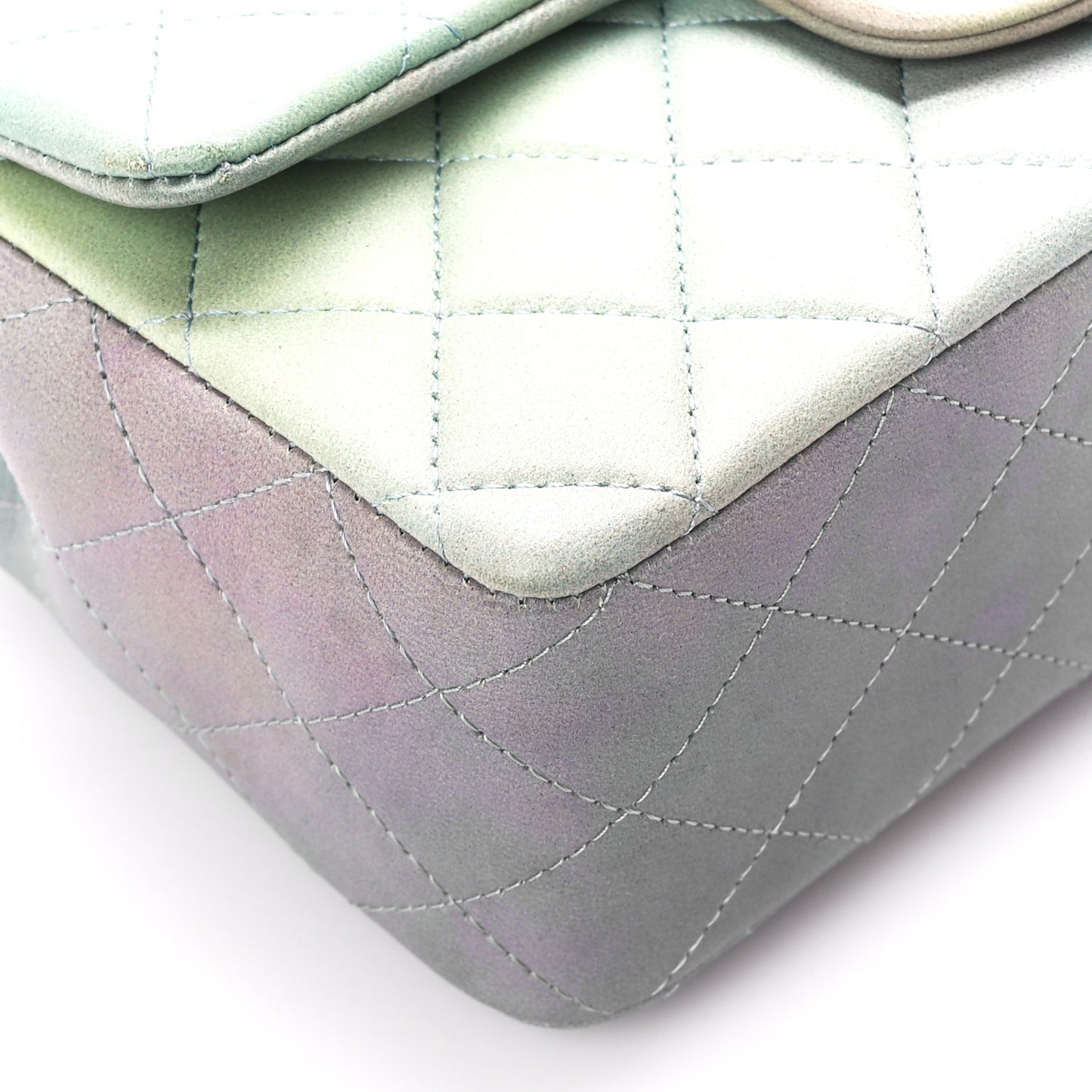 Lambskin Quilted Ombre Mini Top Handle Rectangular Flap Blue Green