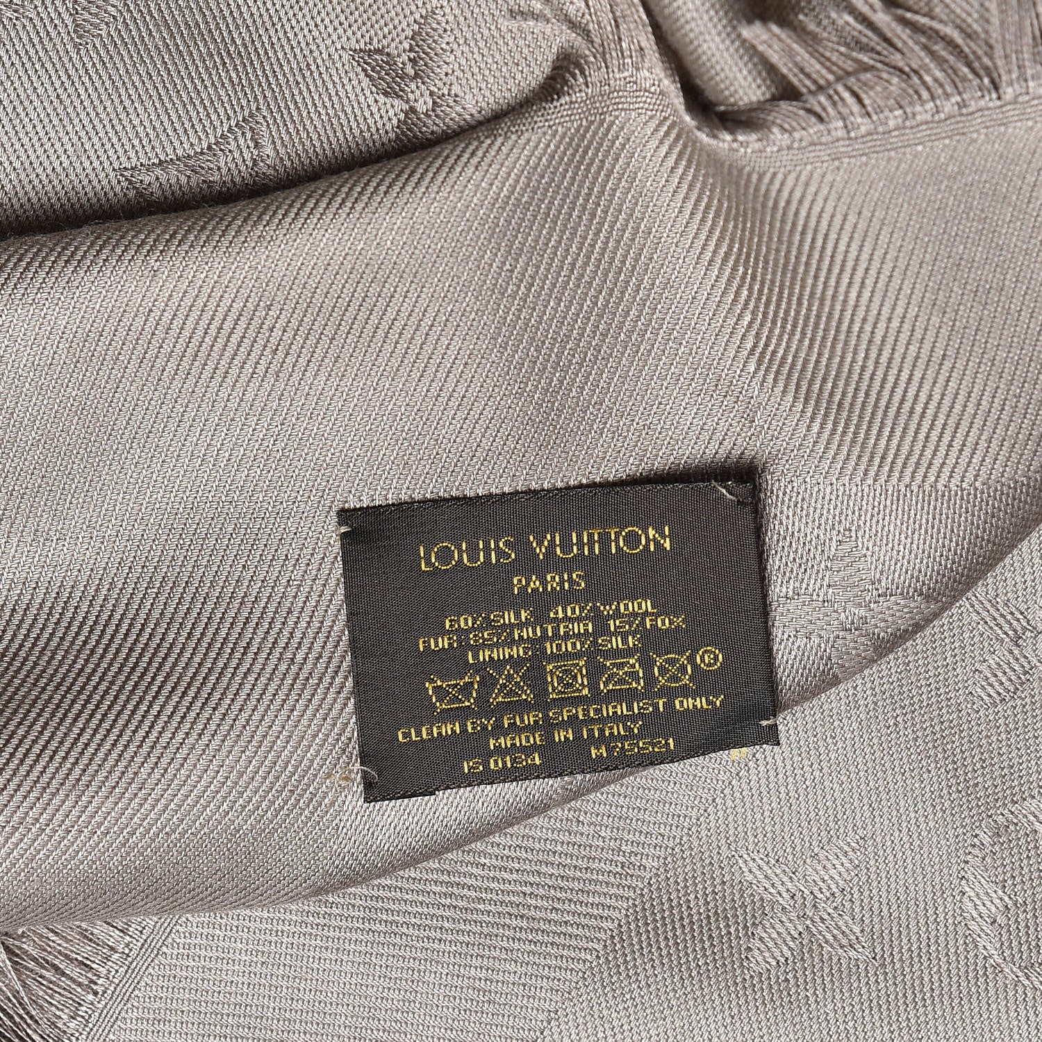Louis Vuitton Silk Wool Monogram V Fur Shawl Verone 4 of 4