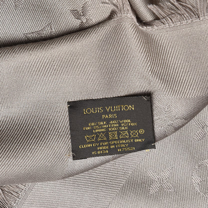 Louis Vuitton Silk Wool Monogram V Fur Shawl Verone 4 of 4