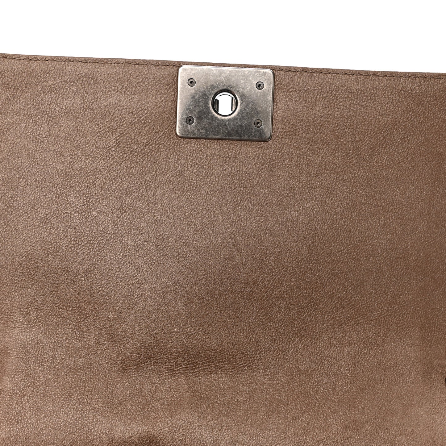 Metallic Calfskin Quilted Medium Boy Flap Taupe