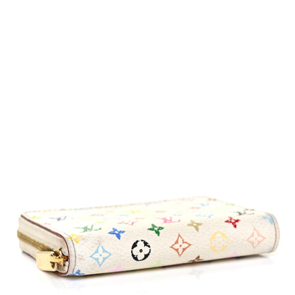 Louis Vuitton Monogram Multicolor Zippy Coin Purse Wallet White Litchi 4 of 10