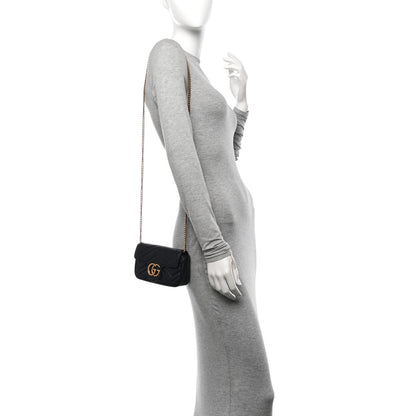 Gucci Calfskin Matelasse Super Mini GG Marmont Shoulder Bag Black 2 of 13