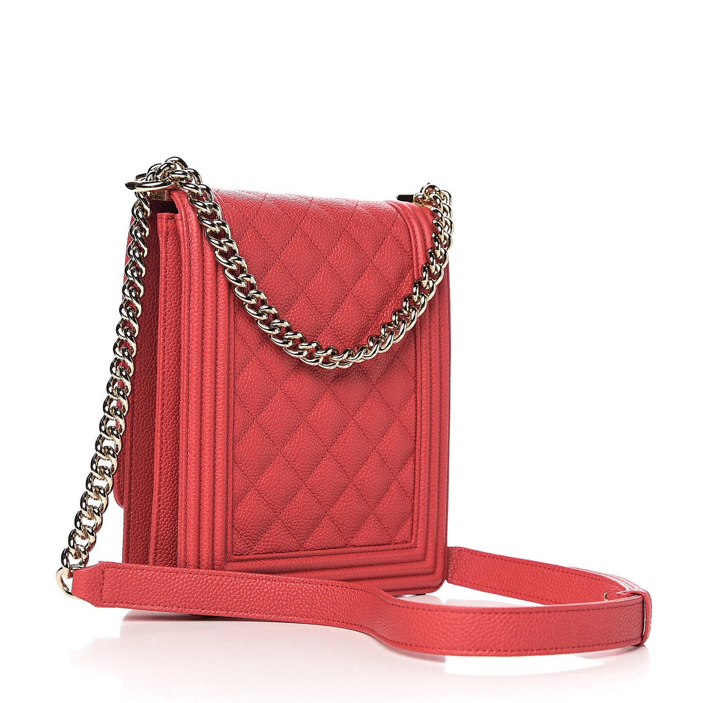 Caviar Quilted North South Boy Flap Red