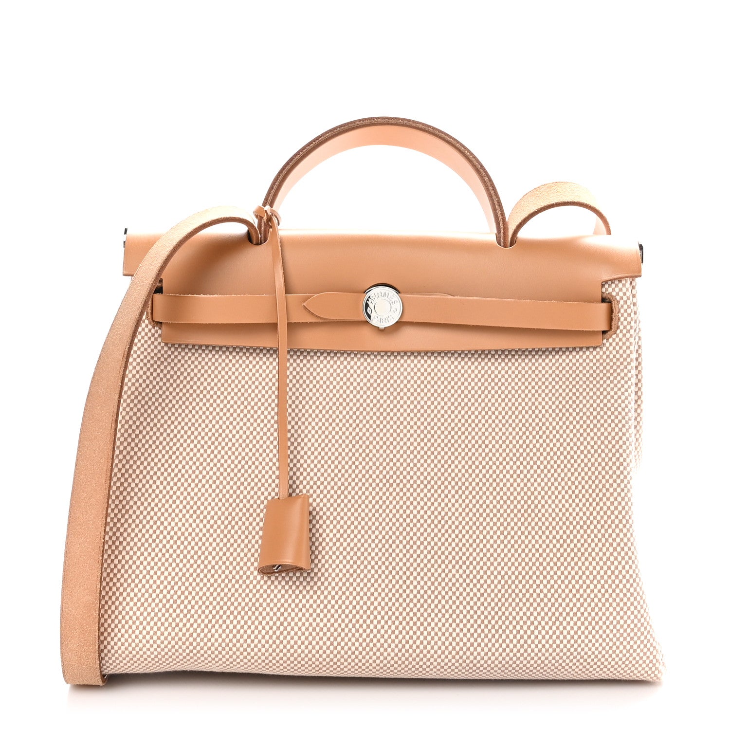Hermes Vache Hunter Criss Viking Herbag Zip Retourne 31 PM Ecru Beige Naturel 1 of 11
