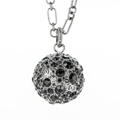 Chanel Ruthenium Crystal Ball CC Necklace Black 4 of 6