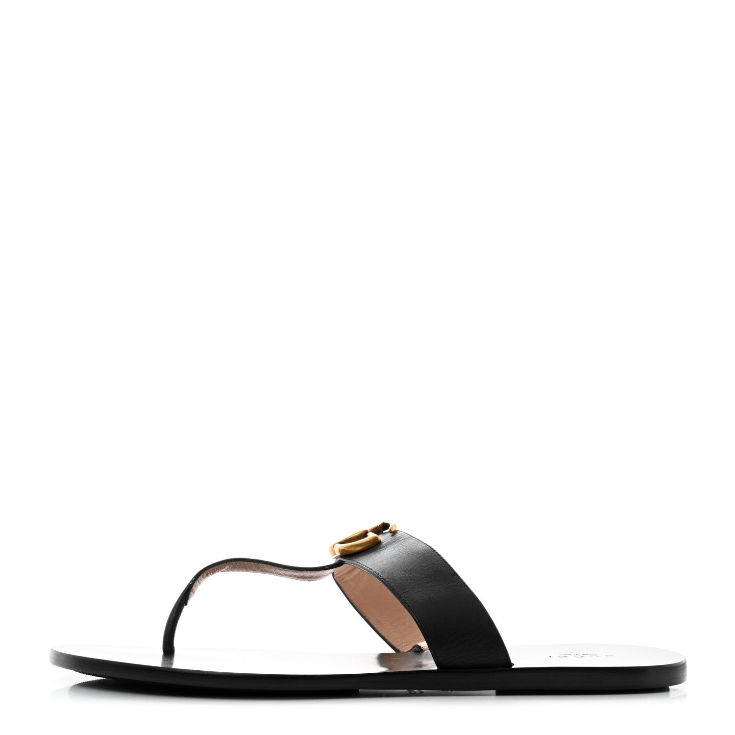 Gucci Calfskin GG Marmont Thong Sandals 42 Black 1 of 7