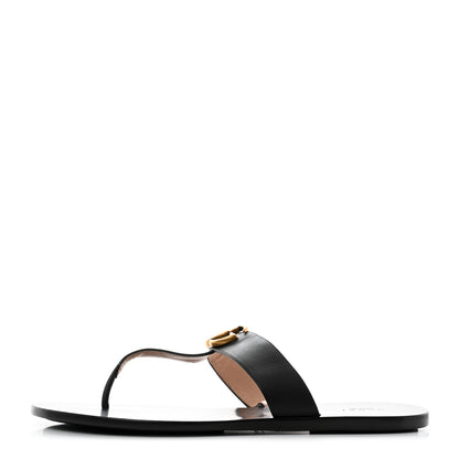 Gucci Calfskin GG Marmont Thong Sandals 42 Black 1 of 7