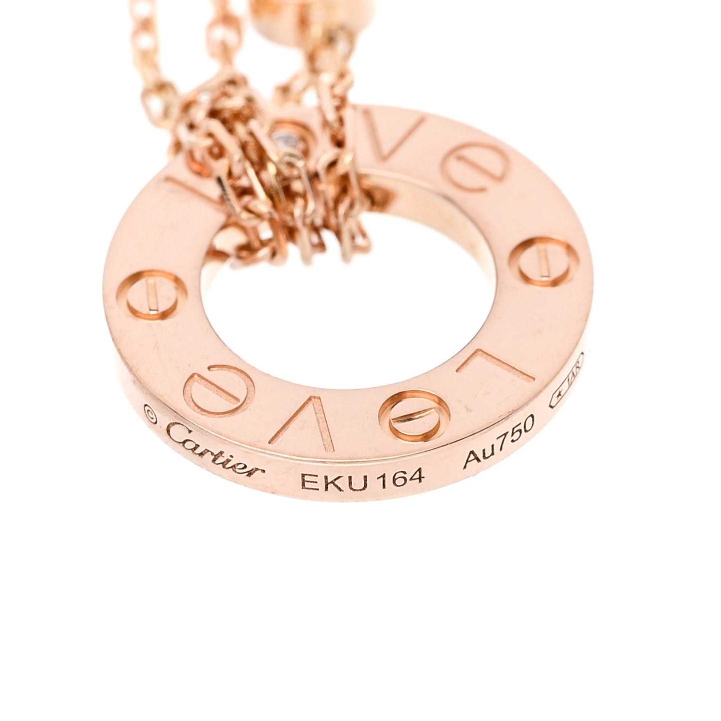 18K Pink Gold 2 Diamond LOVE Necklace