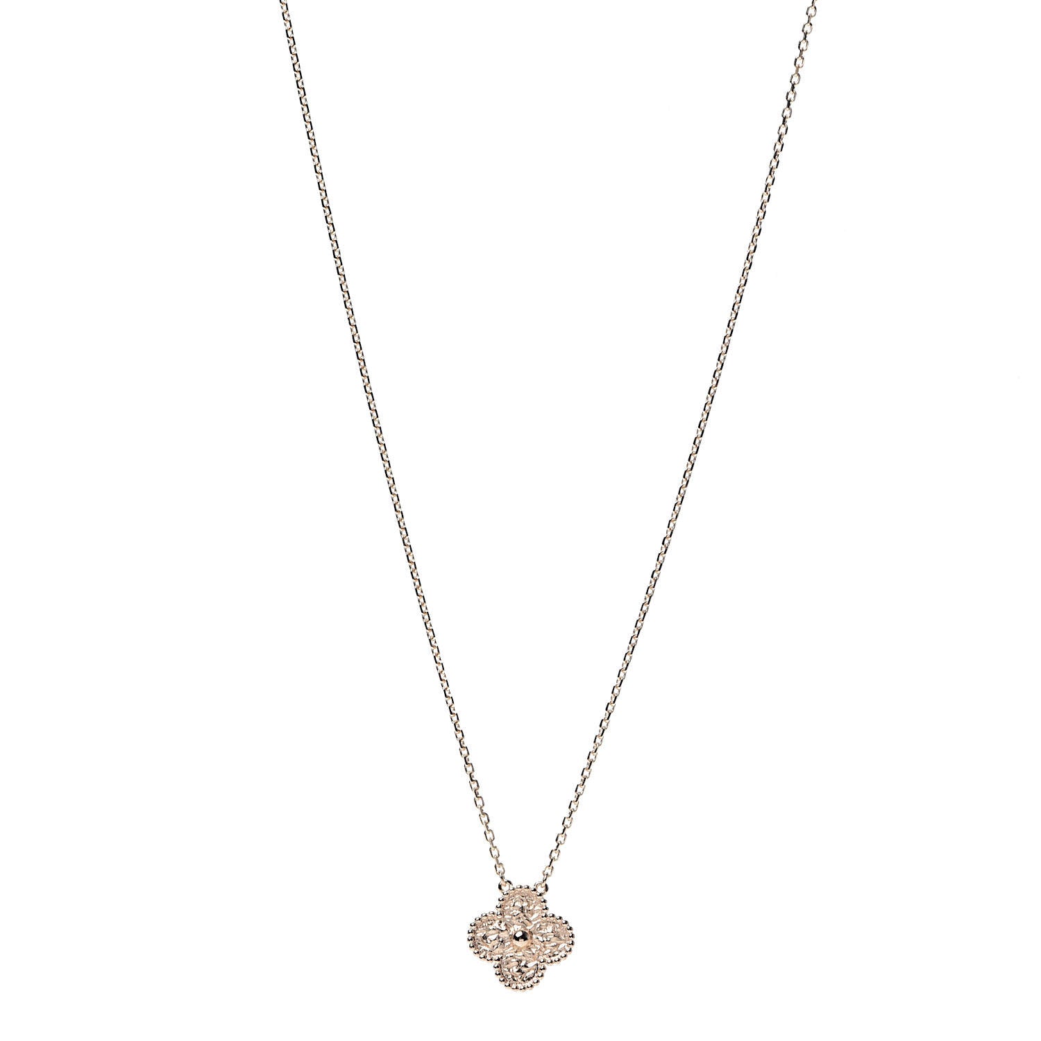 Van Cleef & Arpels 18K Rose Gold Vintage Alhambra Pendant Necklace 1 of 7
