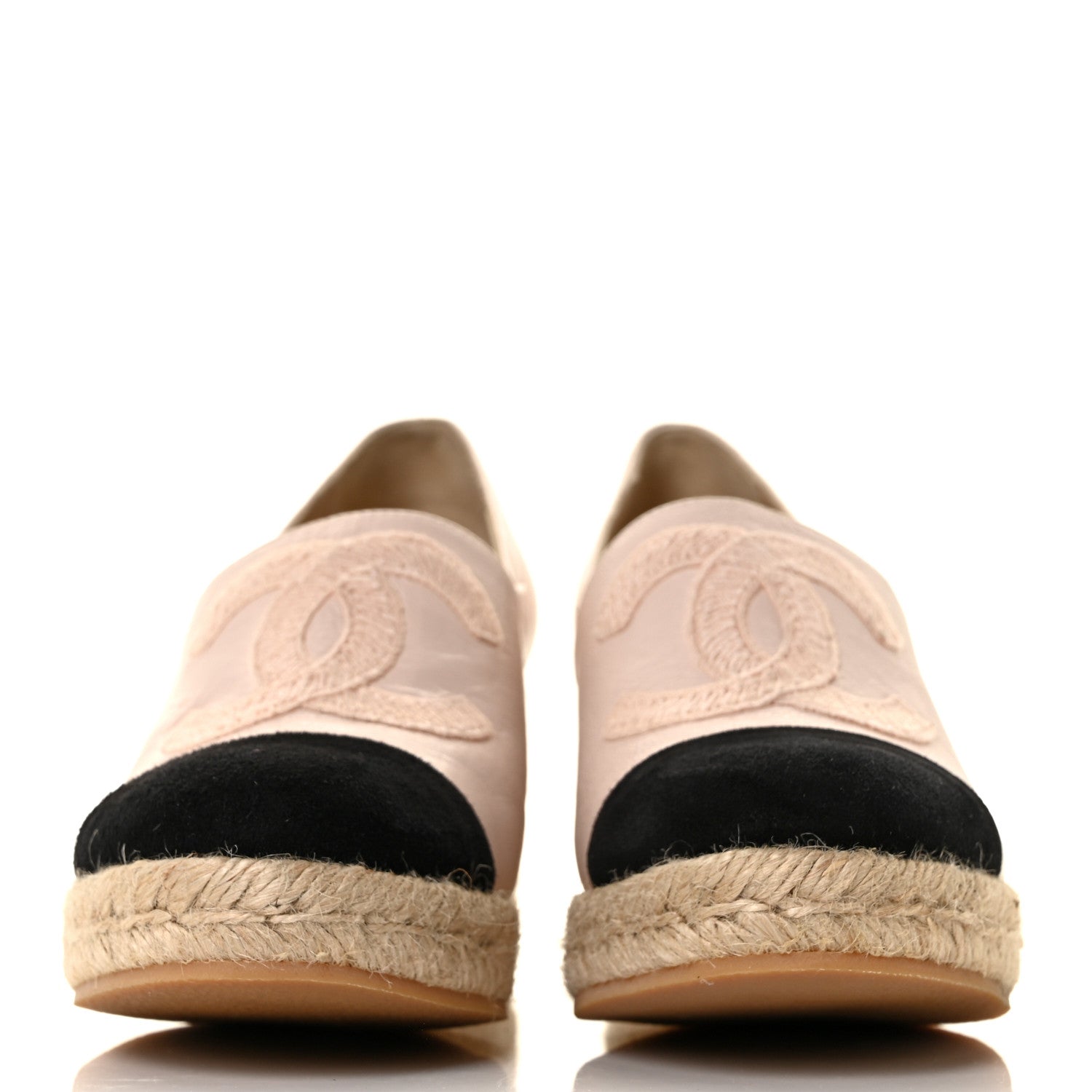 Chanel Lambskin Suede CC Espadrille Wedges 36 Beige Black 2 of 8