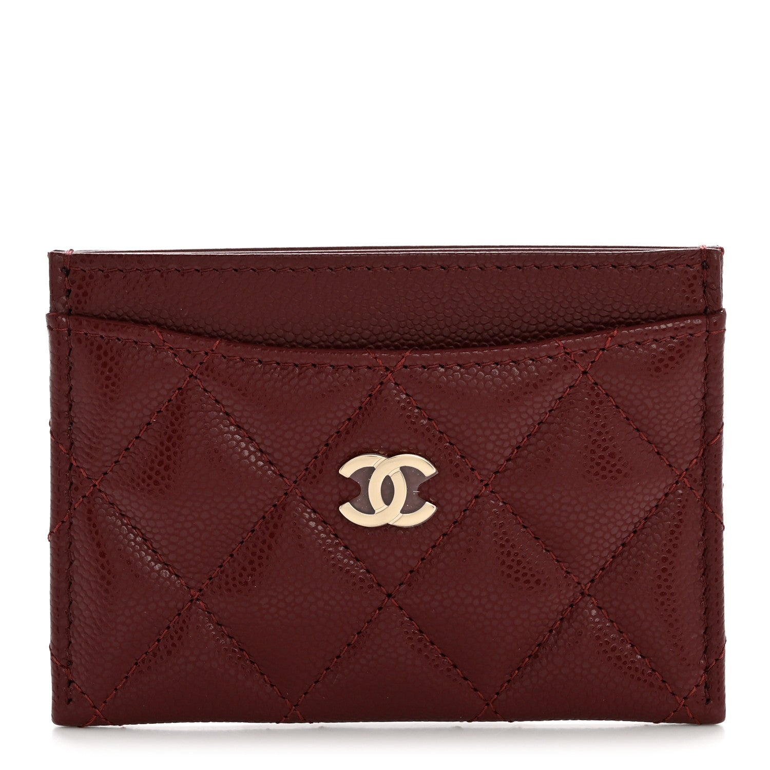 Chanel Caviar Quilted Card Holder Burgundy 1 of 10