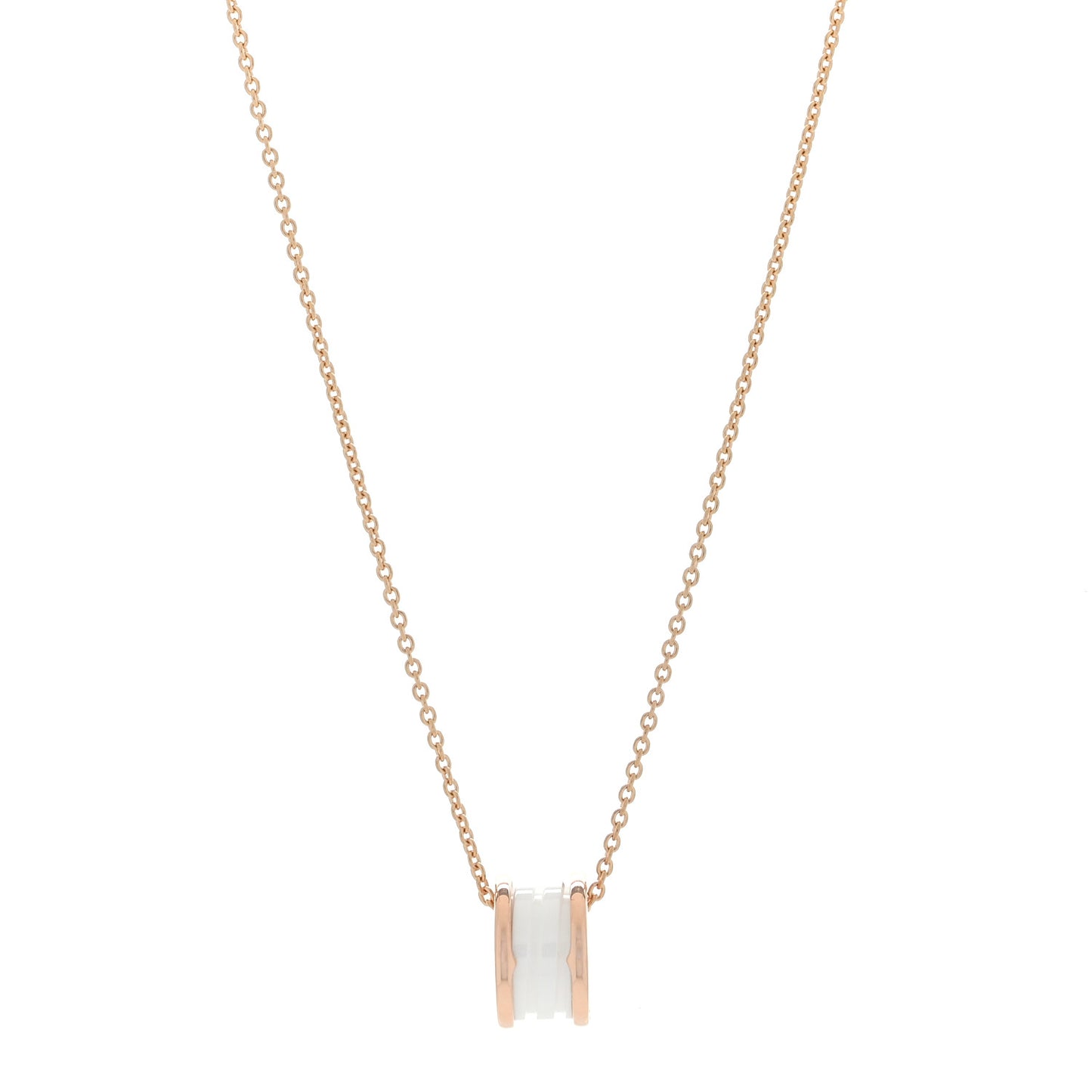 18K Rose Gold White Ceramic B.Zero1 Pendant Necklace