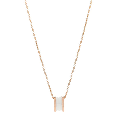 Bulgari 18K Rose Gold White Ceramic B.Zero1 Pendant Necklace 1 of 4