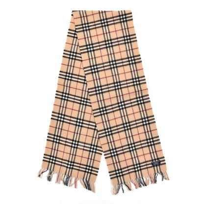 Burberry Lambswool Check Fringe Scarf Camel 2 of 4
