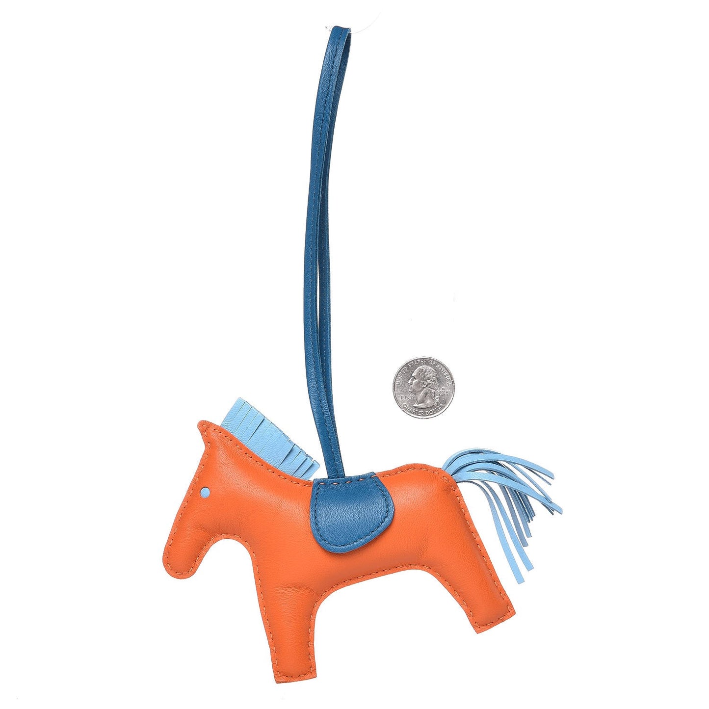 Milo Lambskin Grigri Rodeo Horse Bag Charm MM Feu Celeste Bleu Izmir