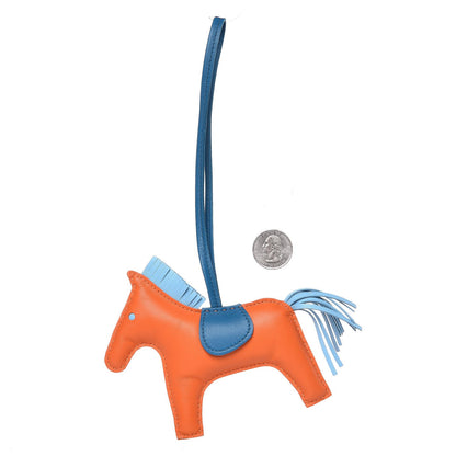 Hermes Milo Lambskin Grigri Rodeo Horse Bag Charm MM Feu Celeste Bleu Izmir 2 of 4
