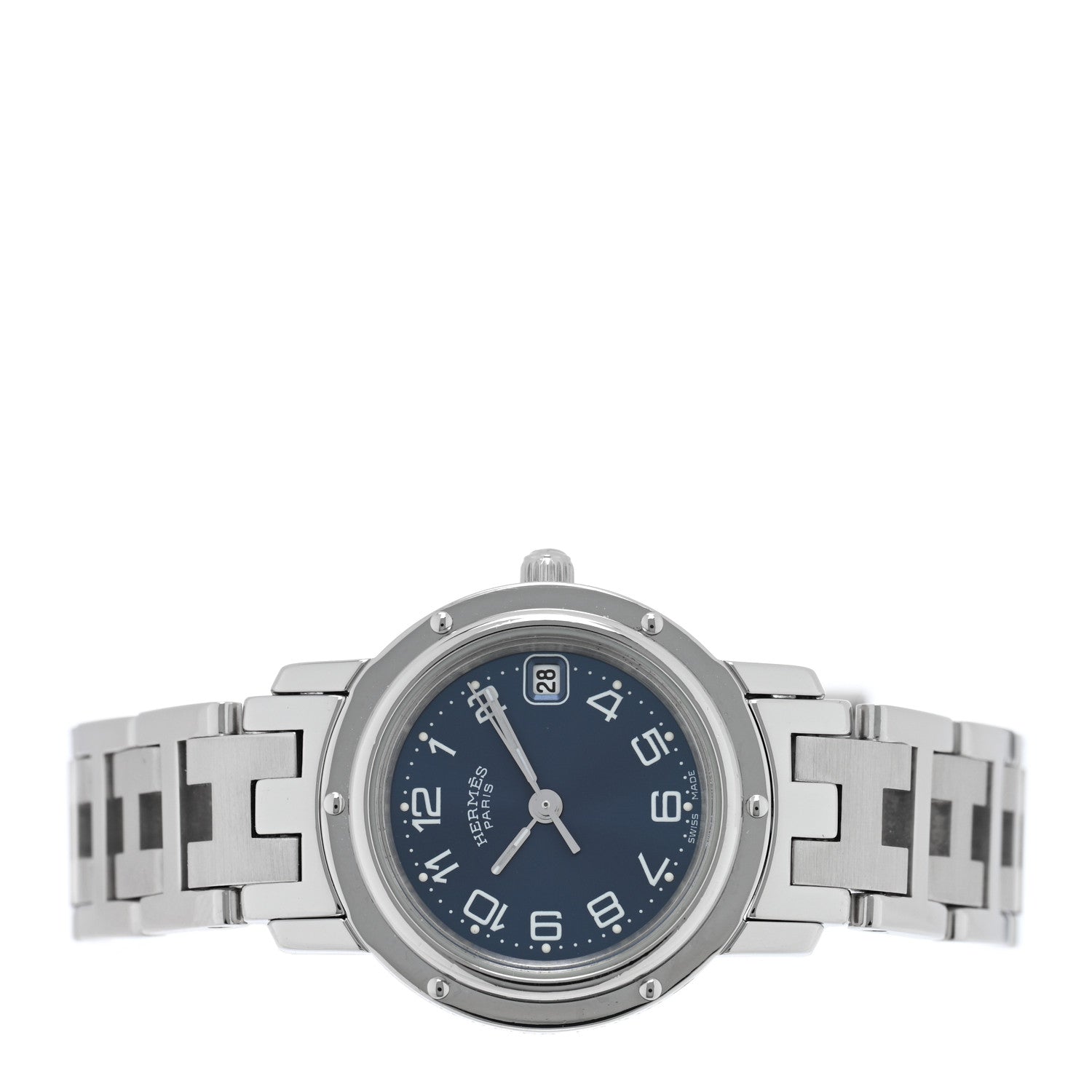 Hermes Stainless Steel 24mm Clipper Quartz Watch Blue 2 of 5
