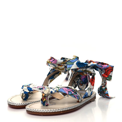 Christian Louboutin Nappa Crepe Satin Spetsos Flat Sandals 37 Multicolor 3 of 7