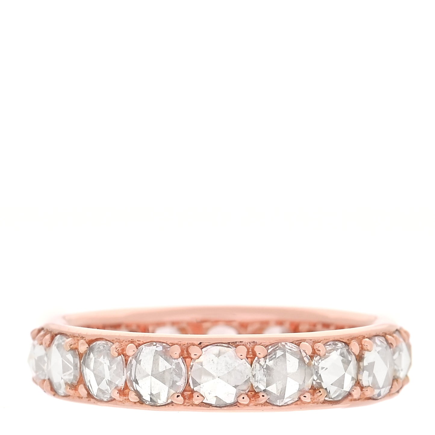 18K Rose Gold Diamond Metro Rose Cut Eternity Band Ring 48 4.5