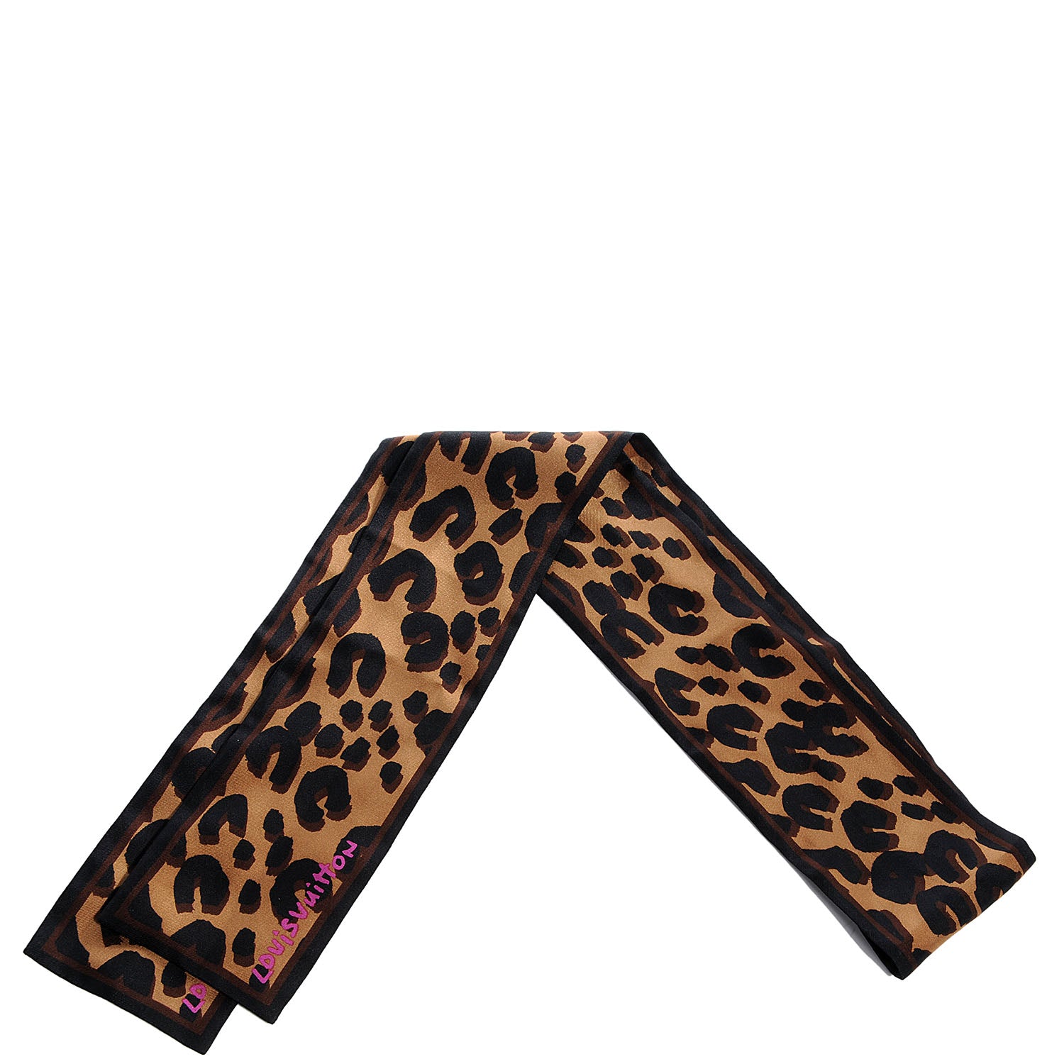 Louis Vuitton Silk Leopard Bandeau Scarf Marron 1 of 5
