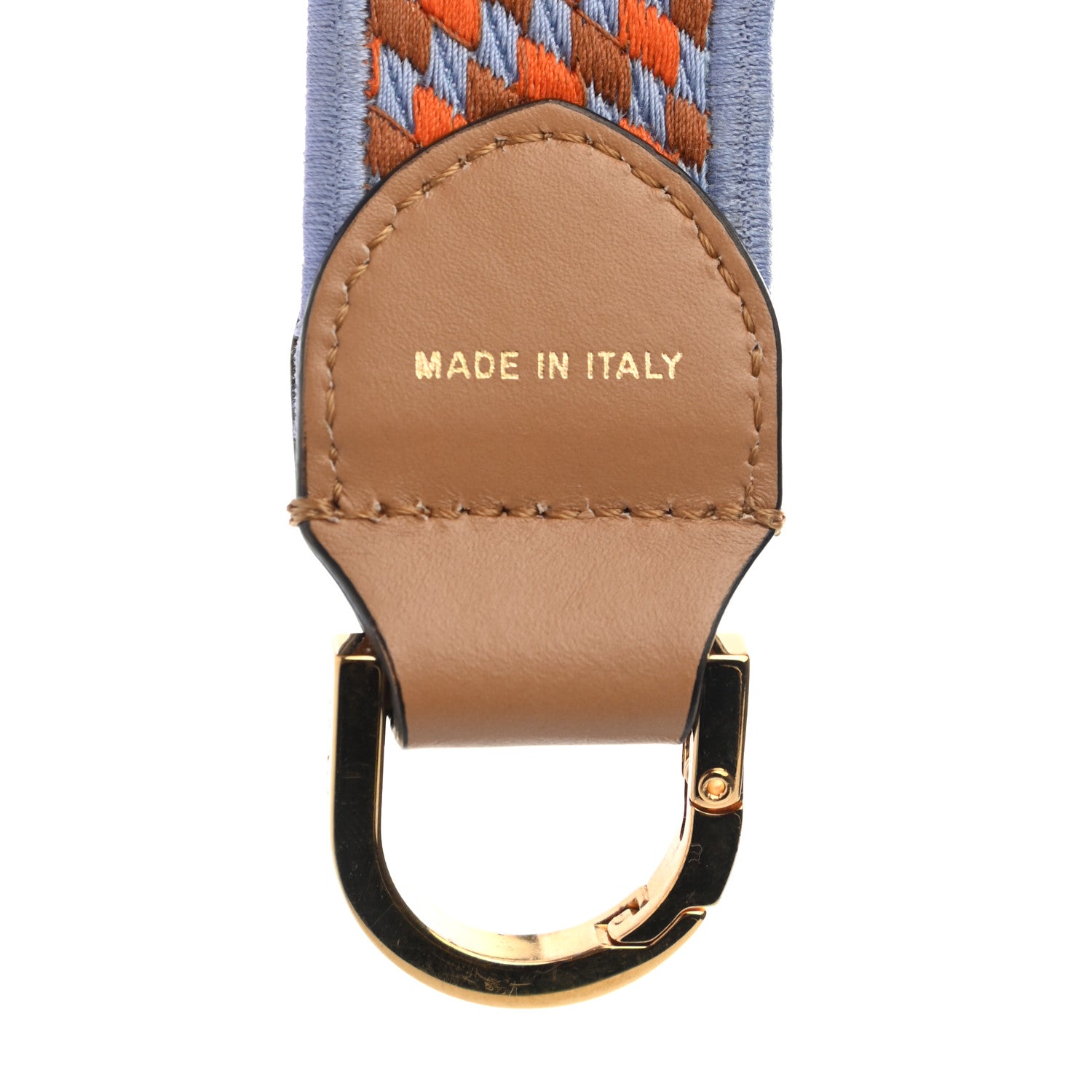 Fendi Canvas Calfskin Logo Embroidered Shaped Strap You Light Blue 3 of 7