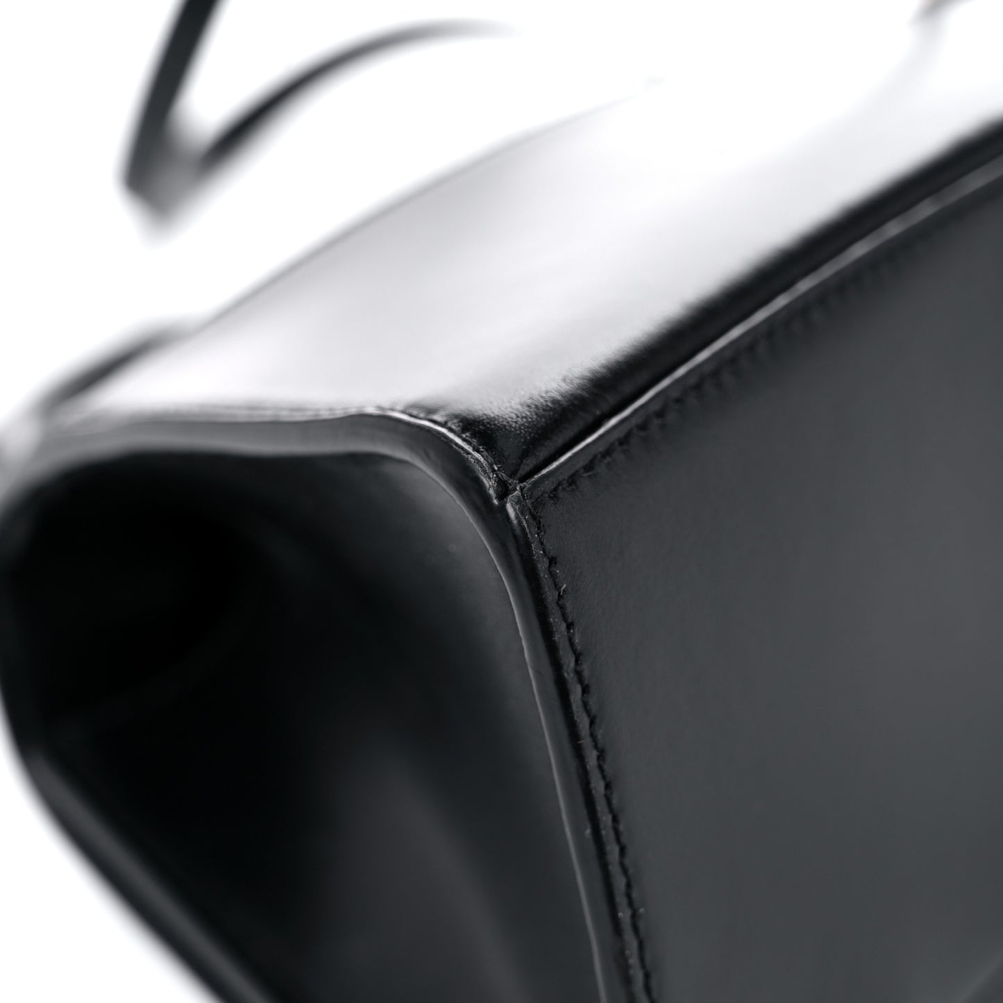 Shiny Box Calfskin Small Hourglass Top Handle Bag Black