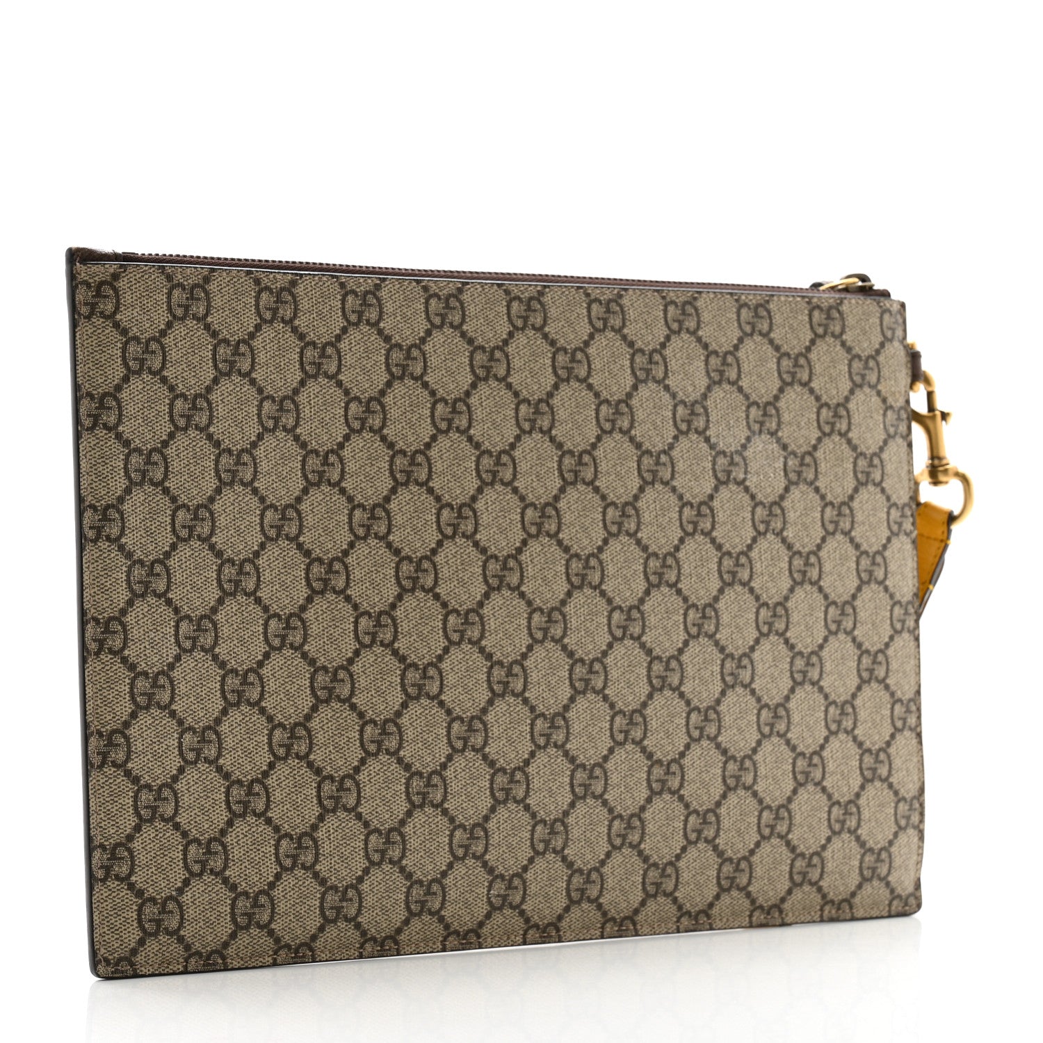 Gucci GG Supreme Monogram Neo Vintage Zip Wristlet Pouch Beige New Acero Crop 3 of 10